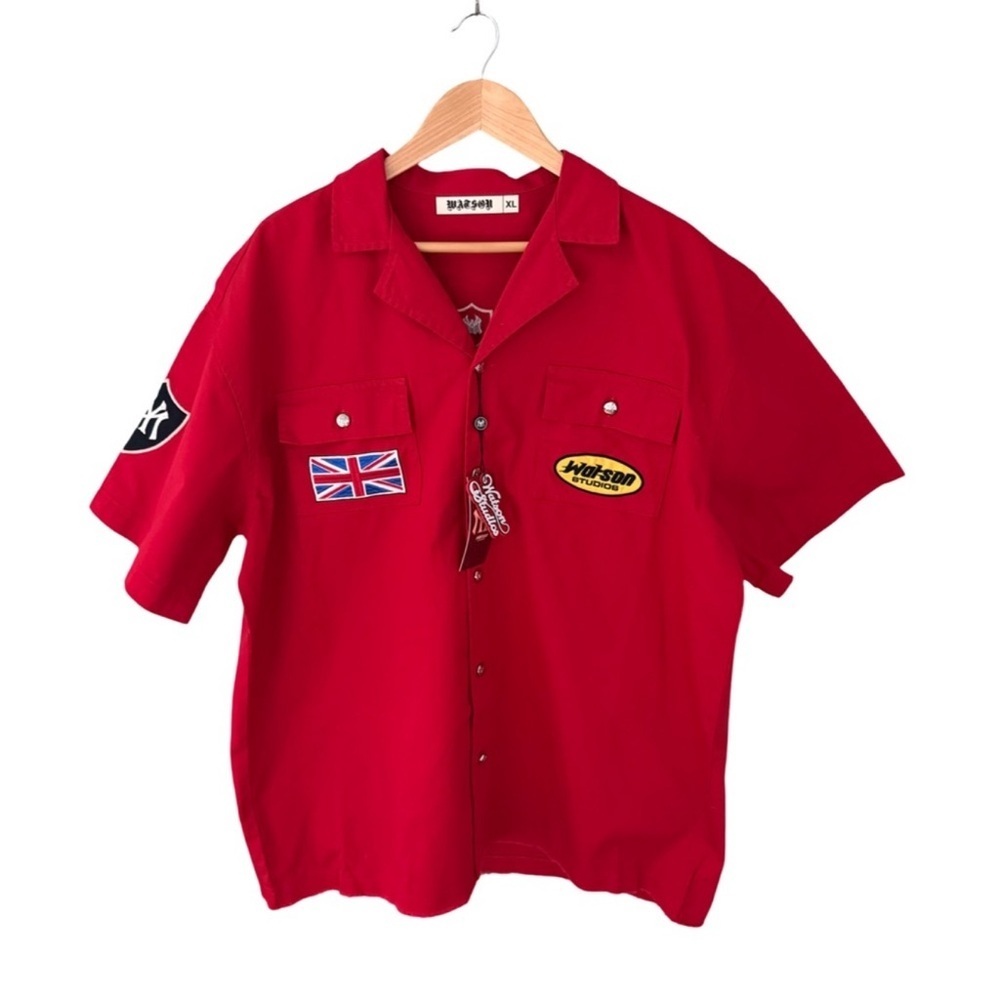 Watson London Polo Club Graphic Work Shirt Red NWT Size XS